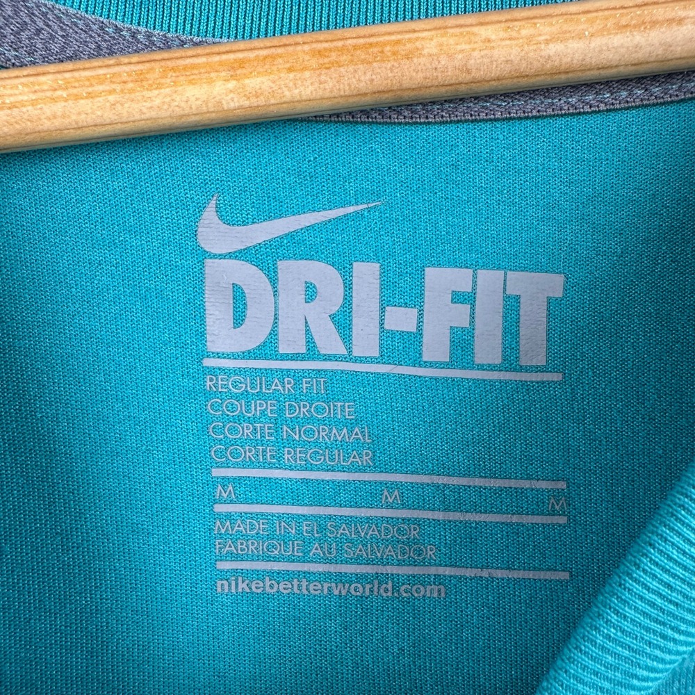Nike Shirt Womens Medium Teal Dri-Fit V-Neck Short Sleeve Regular Fit Athletic - Picture 5 of 10